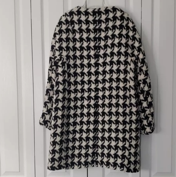 Zara Houndstooth Wool Blend Cocoon Coat - Picture 7 of 9